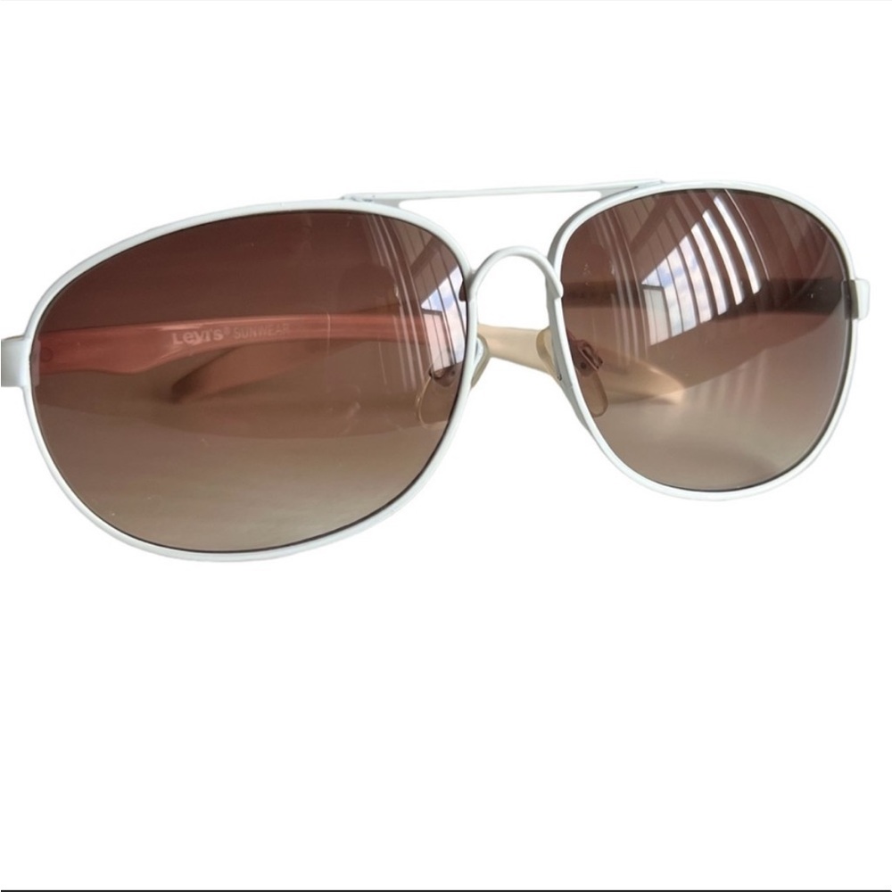 LEVI’S Aviator Sunglasses White Gradient Brown Lens - Picture 4 of 16